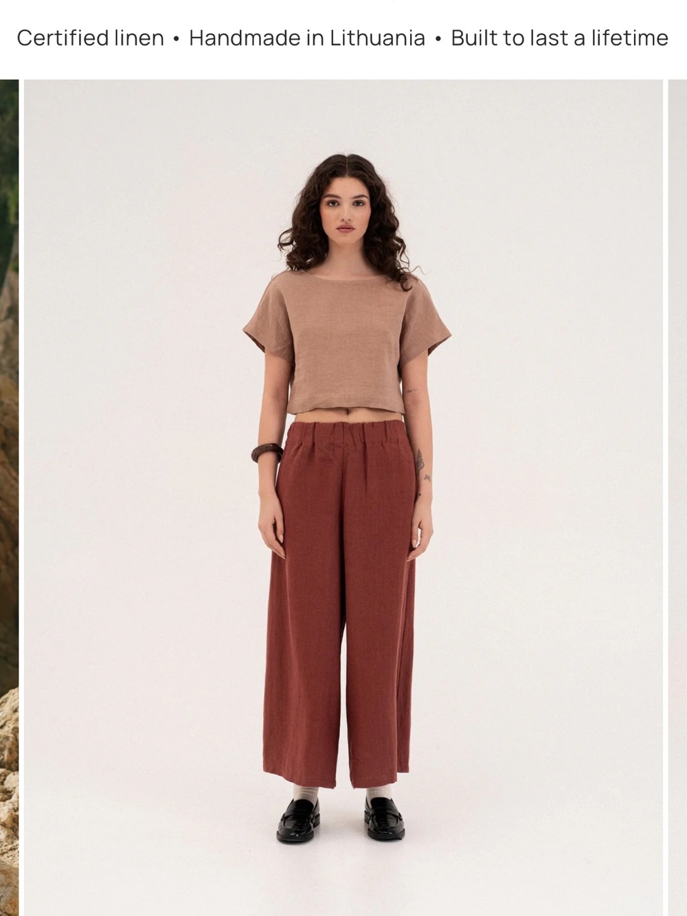 Handmade Linen Crop Top — Earthy Taupe - Picture 2 of 7